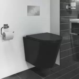 Image of Black Wall Hung Rimless Toilet with Soft Close Seat - Verona