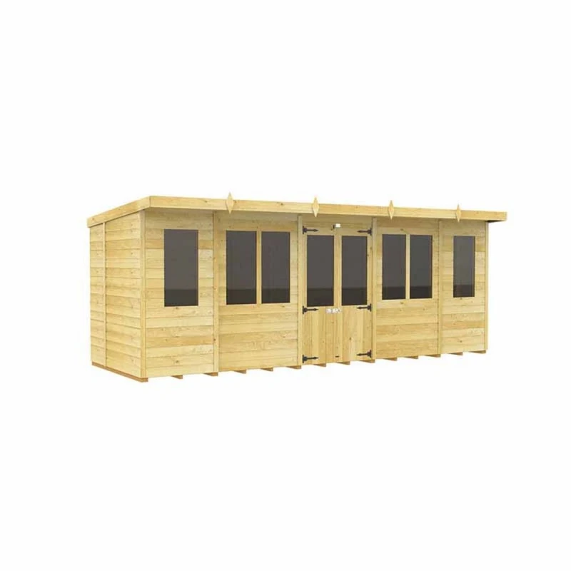 Image of Buttercup Farm 18ft x 7ft Pent Summer House - Wood - L214 x W533 x H201cm in Brown Brown Unisex