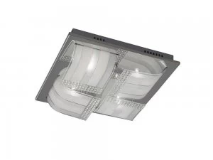 Image of Flush Ceiling Large 4 Light Polished Chrome, Glass, Crystal