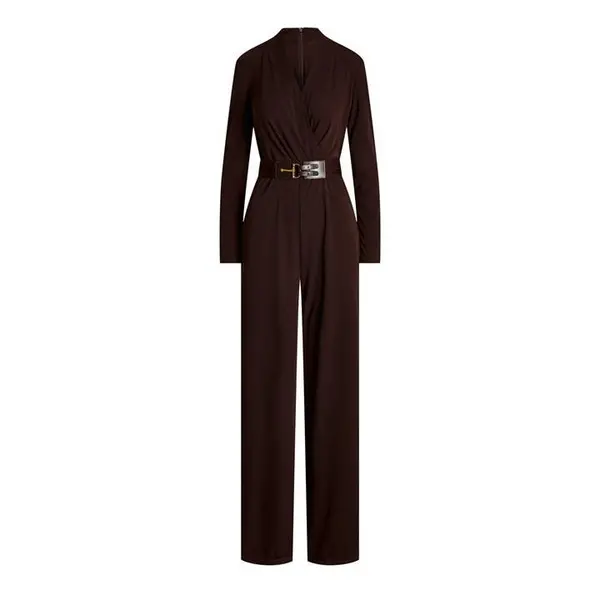 Image of Lauren by Ralph Lauren Mariella Jumpsuit - Brown 12