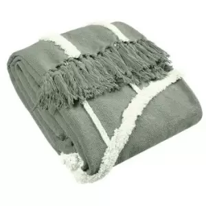 Image of Furn - Rainbow Tufted Throw (One Size) (Grey) - Grey