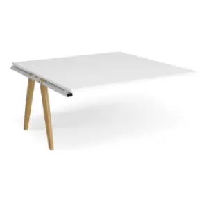 Image of Fuze boardroom table add on unit 1600mm x 1600mm - white frame and white top