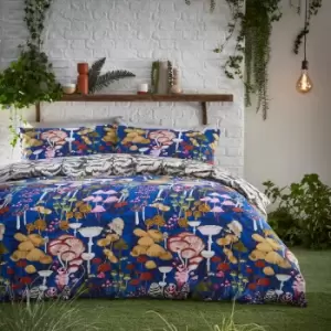 Image of Amanita Mushroom Duvet Cover Set Cobalt, Cobalt / Single