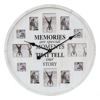 Image of HOMETIME Large Wooden Multi-Aperture Frame Clock - Memories