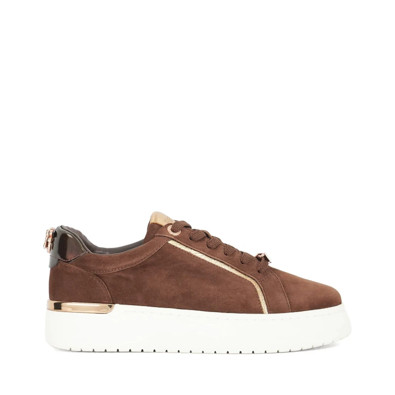 Image of Dune London Womens Emmelino Platform Trainers Brown Suede female 3 (36)