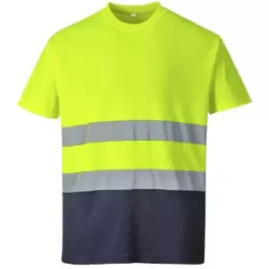 Image of S173YNRXXL - sz 2XL Two Tone Cotton Comfort T-Shirt - Yellow/Navy - Yellow/Navy - Portwest