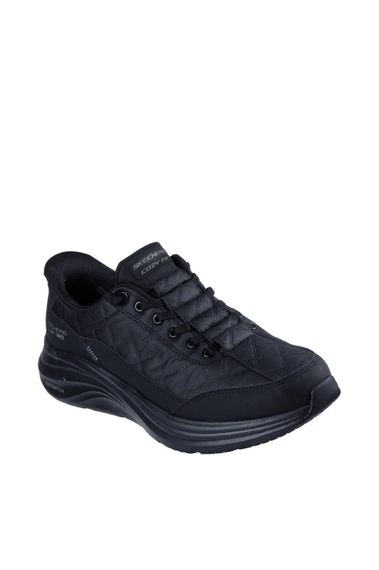 Image of Skechers Mens CONTOUR FOAM COZY FIT Cozy Fit Slip-Ins Quilted Sneaker Black Size: 10 Black Male 10