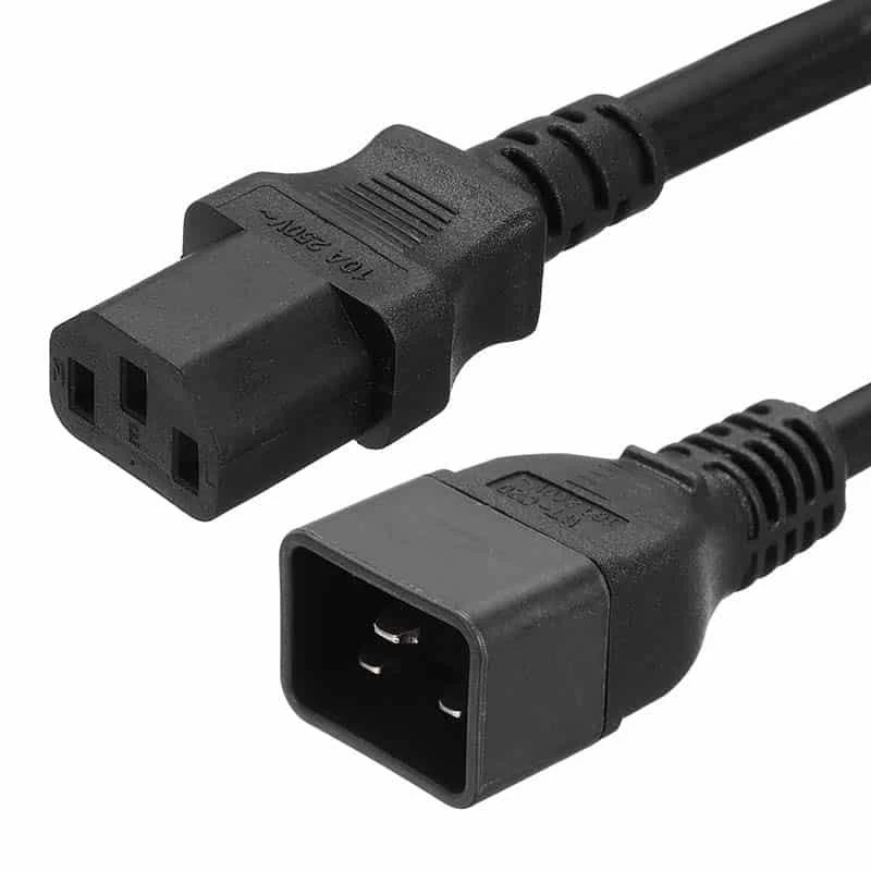 Image of FDL 2M IEC C20 PLUG TO C13 SOCKET MAINS EXTENSION CABLE