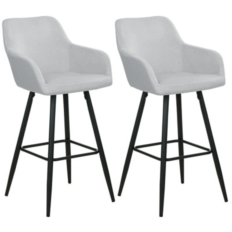 Image of Beliani Set Of 2 Bar Chairs Casmalia Velvet Light Grey