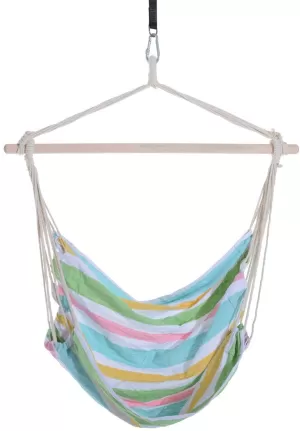Image of Outsunny Hanging Swing Chair-Multi-Color/White Rope