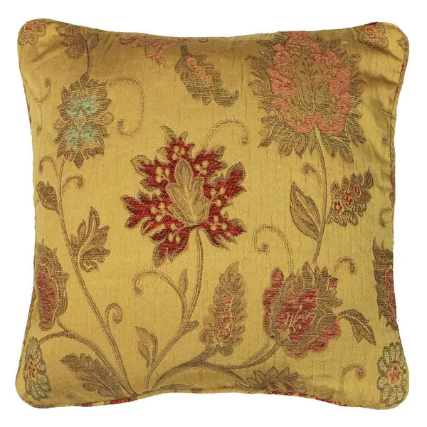 Image of Zurich Floral Jacquard Cushion Gold / 45 x 45cm / Polyester Filled
