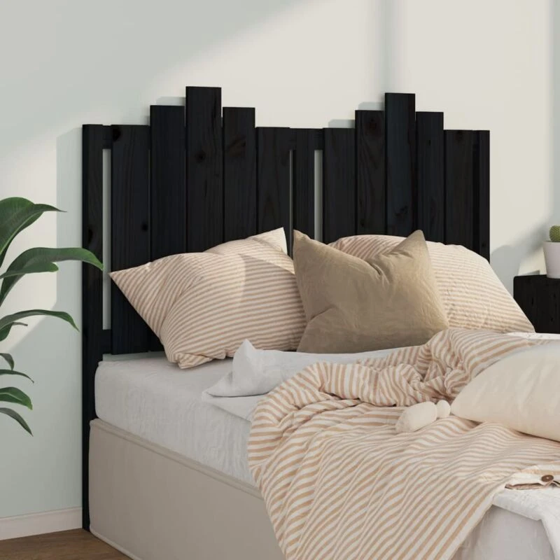 Image of LES TENDANCES Bed Headboard Black 126x4x110cm Solid Wood Pine vidaXL 8720287003458