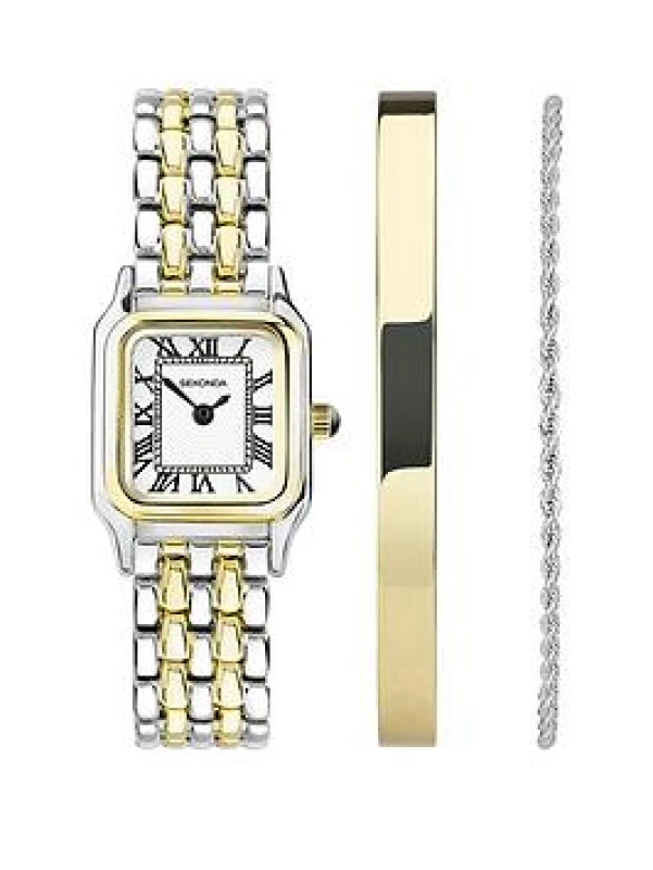 Image of Sekonda Sekonda Monica White Dial Two Tone Strap Watch Gift Set