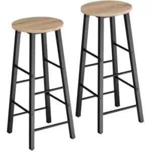 Image of Tectake - 2 Bar stools Keynes - dining chairs, stools, breakfast bar stools - industrial wood light, oak Sonoma - industrial wood light, oak Sonoma