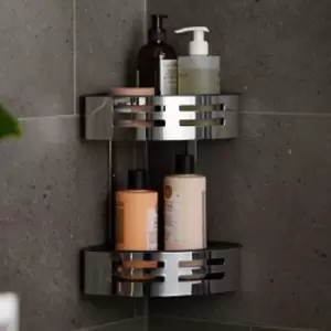 Image of Miller Baskets Two Tier Corner Shower Tidy - Chrome And Black - 878C - Chrome / Black