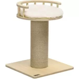Image of 52cm Kitty Activity Centre w/ Bed, Jute Scratching Post - Natural wood finish - Pawhut