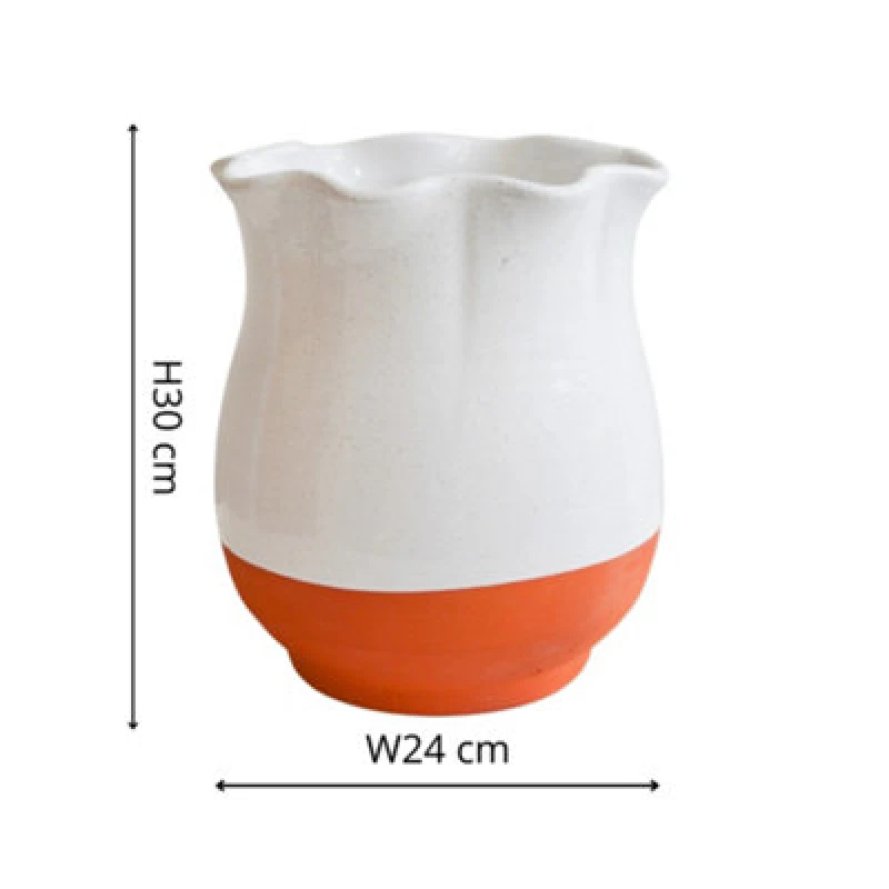 Image of Ivyline Ivyline Indoor Moreton Ivory Scalloped Vase H30cm Premium glaze Ivory