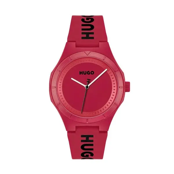 Image of HUGO 1530346 Lit For Him Red Silicone Strap Watch - W45405