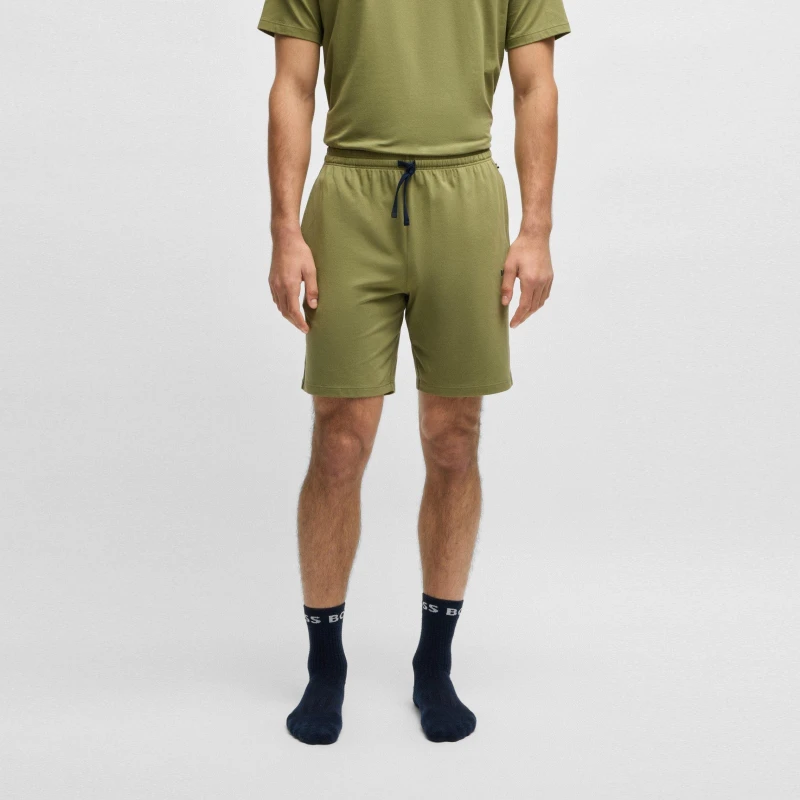Image of Boss Mens MixMatch Short Elasticated Waistband Drawstring Shorts Med Green 311 male S