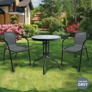 Image of Milano Rattan 3 Piece Bistro Set - Grey