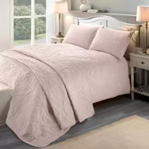 Image of Luana 3D Floral Duvet Cover and Pillowcase Set Blush Pink Blush (Pink)