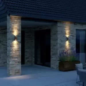 Image of Nico Round 22 GU10 Outdoor Patio Garden Terrace Aluminium Wall Light in Rust (H) 23.5cm