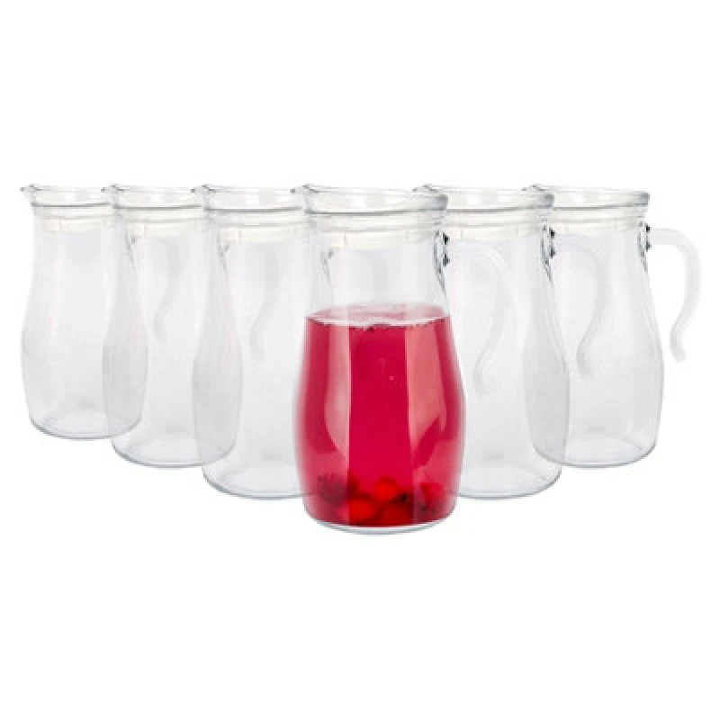 Image of LAV Glassware Lav Misket Glass Water Jugs With Silicone Lid - 1.8L - Pack Of 6