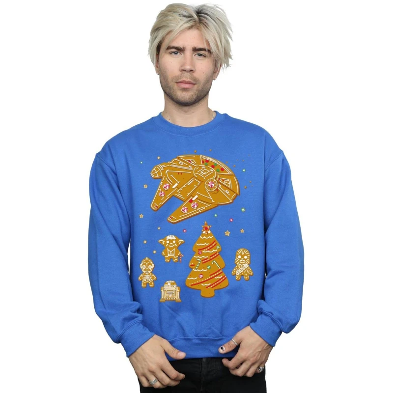 Image of Star Wars Star Wars Men Gingerbread Rebels Sweatshirt in Blue Size: Small Blue S Male 5059400521597