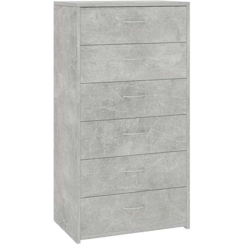 Image of VIDAXL Sideboard with 6 Drawers Concrete Grey 50x34x96cm Engineered Wood Vidaxl 8719883786193