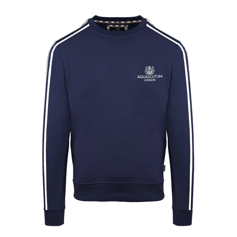 Image of Aquascutum Mens Roundnk Sweat Crew Sweatshirt Crew Sweaters Small Blue 52346018350