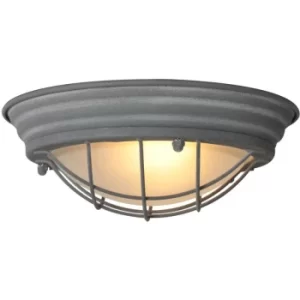 Image of Sienna Lisanne Flush Ceiling Light Grey Concrete, Glass Matt