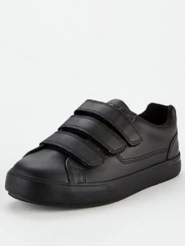 Image of Kickers Tovni Leather Strap Plimsolls - Black Leather, Size 7, Men