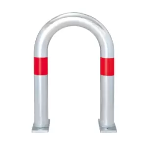 Image of TRAFFIC-LINE Electric Vehicle Charging Point Protection Guard with Red Reflective Bands - 500 x 360mm - Surface Fixing