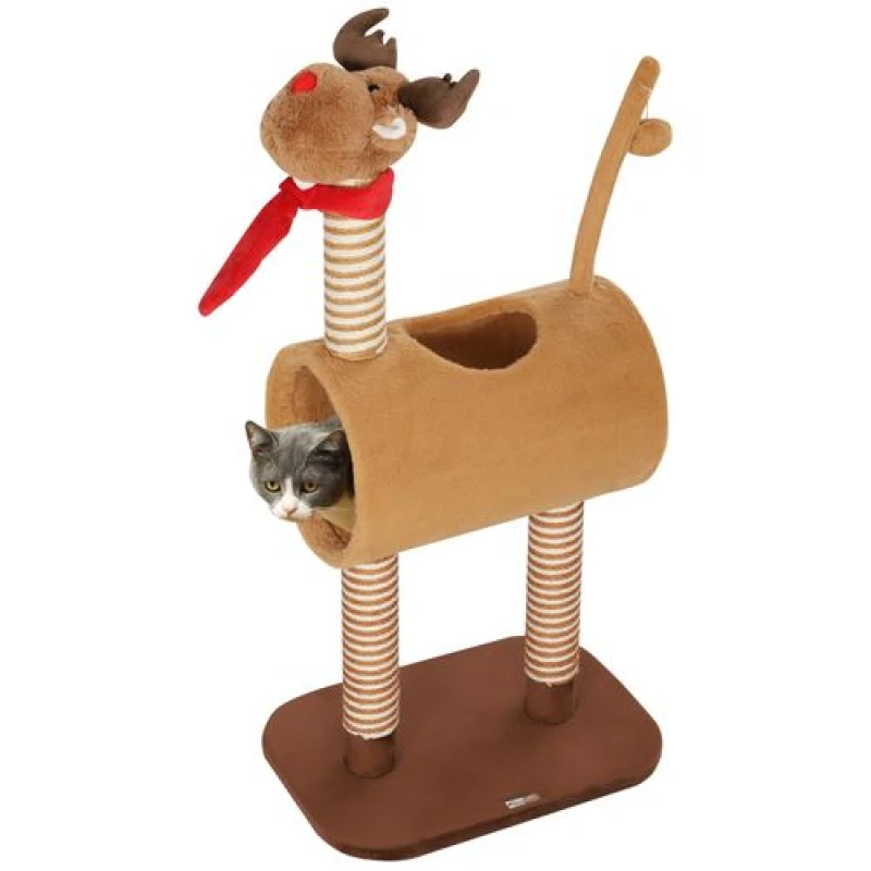 Image of PawHut Cat Tree - 98cm Deer-Designed Cat Tower for Indoor Cats TJ Hughes 5061025079100