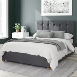 Image of Aspire Hepburn Velvet Kingsize Ottoman Bedframe - Steel