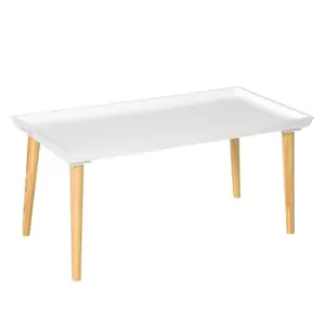 Image of Homcom Tray Top Coffee Table For Living Room Home Office Wood White