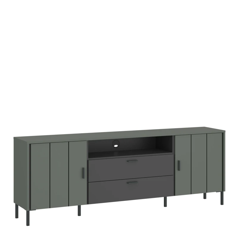 Image of Furniture To Go Arundel TV Cabinet 2 Door 2 Drawer 173cm Wide in Green/Grey in Green Green Unisex
