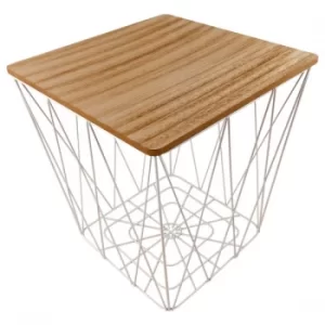 Image of Geometric White Wire Square Side Table