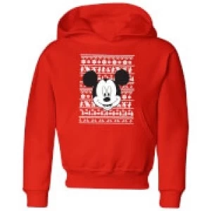 Image of Disney Mickey Face Kids Christmas Hoodie - Red - 7-8 Years