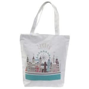Image of London Icons Handy Cotton Zip Up Shopping Bag