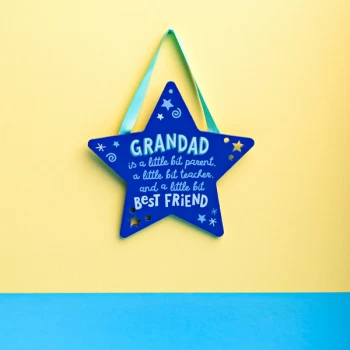 Image of Cheerful Star Hanging Plaque - Grandad