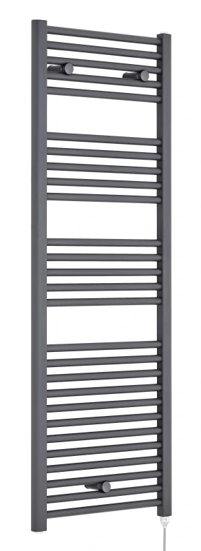 Image of Balterley Electric Vertical Round Towel Rail 750 Watt Anthracite 1375x 480mm Grey
