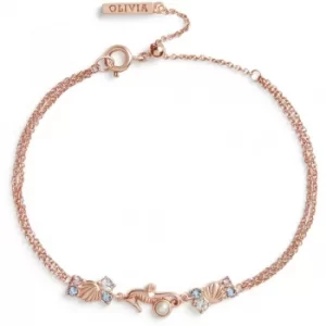 Image of Olivia Burton Seahorse Sparkle Rose Gold Tone Chain Bracelet OBJSCB06