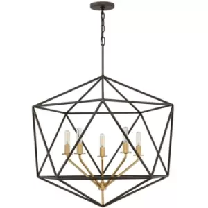 Image of 5 Bulb Chandelier Gold Coloured Lamp Holders Metallic Matte Bronze LED E14 60W