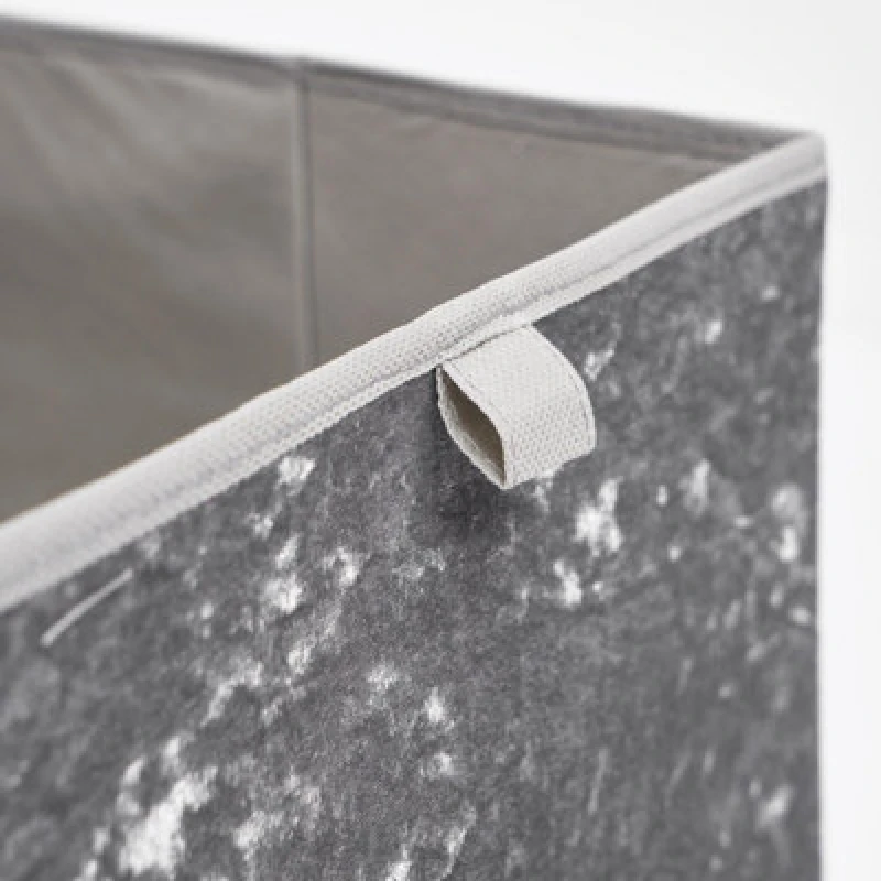 Image of OHS OHS Pair of 2 Crushed Velvet Stylish Folding Storage Box Cube in Dark Grey Dark Grey One Size Unisex 5027434143153