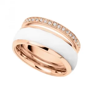 Image of Ladies Fossil Rose Gold Plated Size P Ring