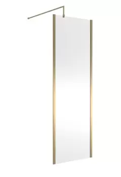 Image of Hudson Reed 700mm Outer Framed Wetroom Screen With Support Bar - Brushed Brass