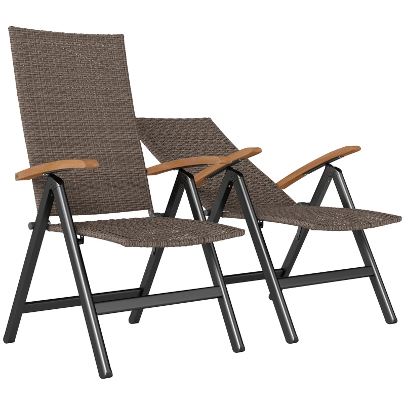 Image of Outsunny Outdoor Folding Dining Chair - Dining Chair - Brown TJ Hughes 5063603895690