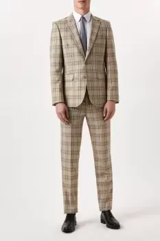 Image of Slim Fit Neutral Highlight Check Suit Jacket