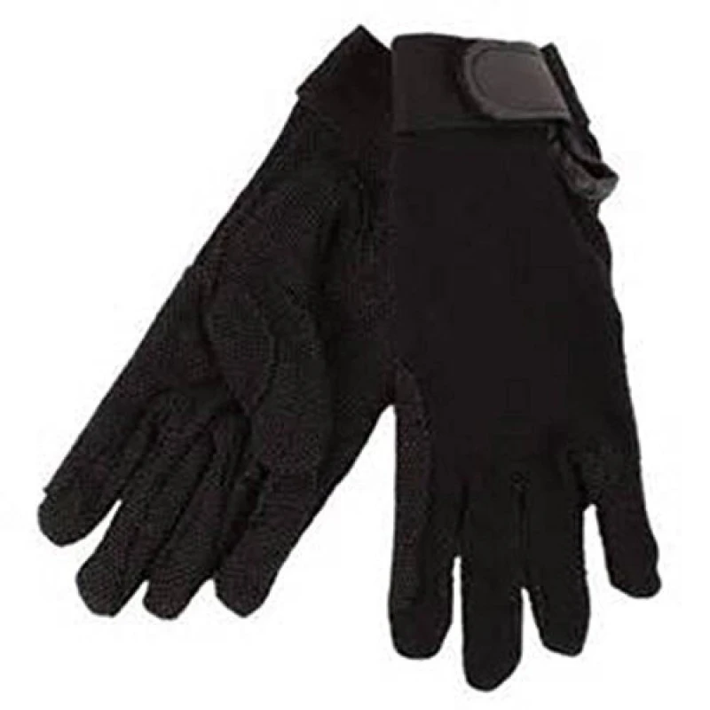Image of Hy5 Mens Cotton Pimple Palm Riding Gloves in Black Size: XS Black Male XS